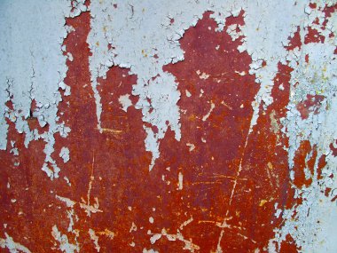 Eski paslı kırmızı metal duvar 