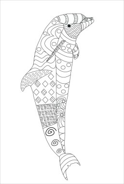 Elle çizilmiş doodle stil beyaz arka plan üzerinde izole yunus atlama