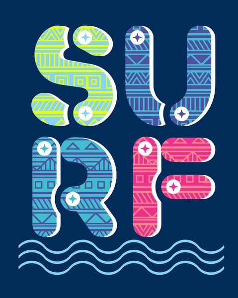 Surf i fala Typografia — Wektor stockowy