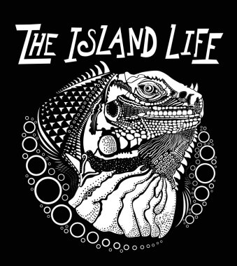 Ada hayat, Iguana illüstrasyon.