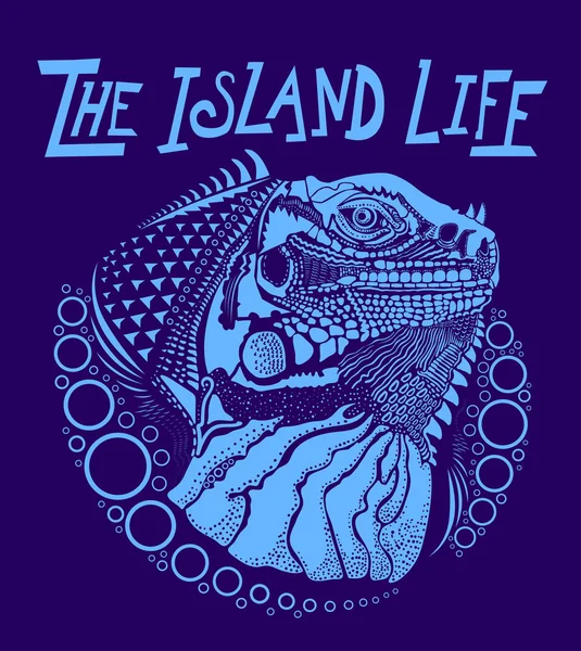 Das Leben auf der Insel, Leguan Illustration — Stockvektor
