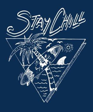 Surfing background, palm trees and sea view vector