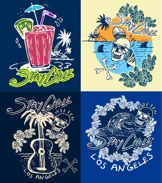 Set de insignias de surf de verano — Vector de stock