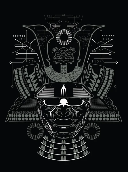 Illustration der Samurai-Maske — Stockvektor