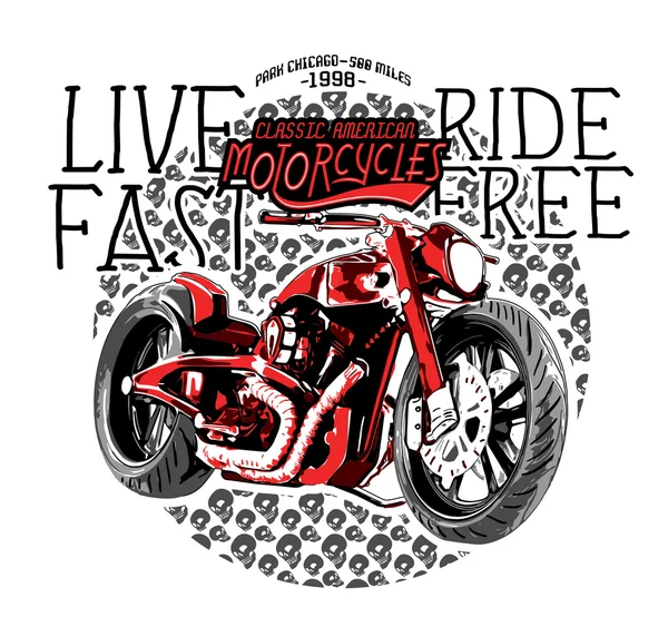 Motocicletas y tipografía ilustración — Vector de stock