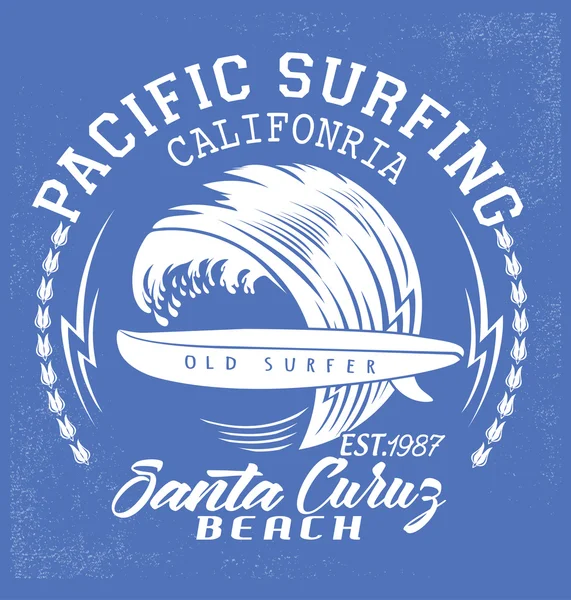 Surf typografie, t-shirt afbeeldingen — Stockvector