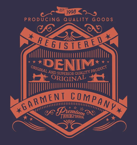 Vintage denim typography — Stock Vector