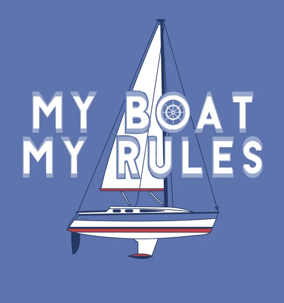 我的船 我的规则航标设计 草图帆平面设计 — 图库矢量图片