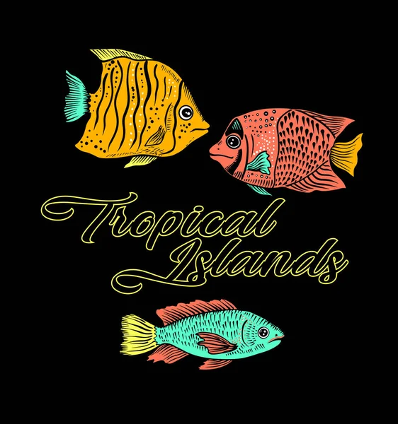 Ilustração Vetorial Peixes Logotipo Mar —  Vetores de Stock