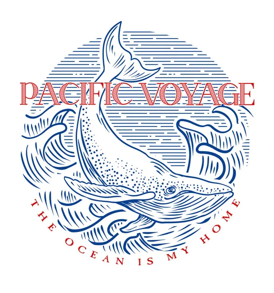 Logotipo Pescado Con Estilo Dibujado Mano Ilustración Vectorial — Vector de stock