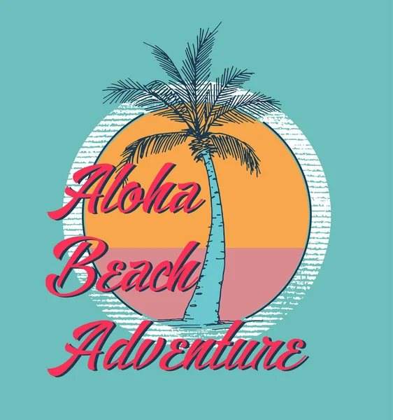 Diseño Vacaciones Verano Con Playa Isla Tropical Ilustración Vectorial — Archivo Imágenes Vectoriales