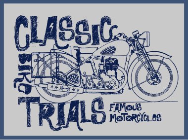 vintage motosiklet çizimi