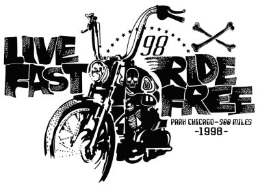 Vintage Motorcycle Printing for clothing clipart
