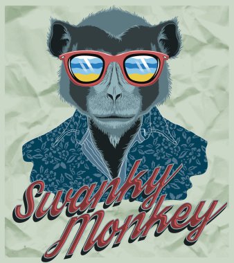 Funny monkey with glasses clipart