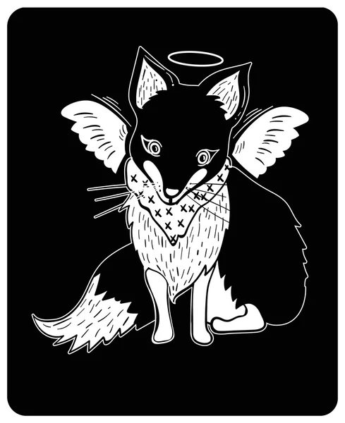 Fox ange en noir et blanc — Image vectorielle