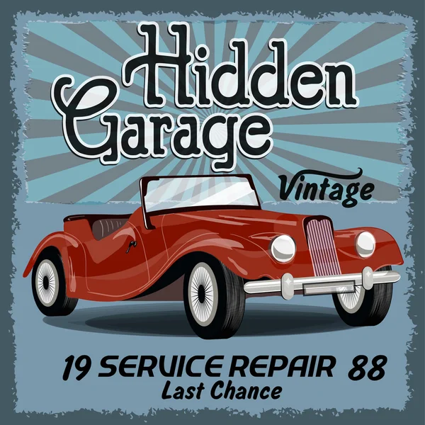 Vintage nascosto garage poster retrò — Vettoriale Stock
