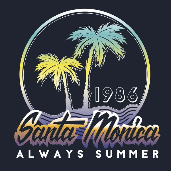 Santa Monica alltid surfa typografi — Stock vektor