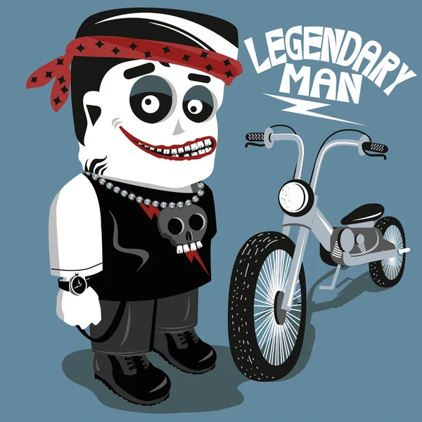 Dibujos animados de ciclista legendario — Vector de stock