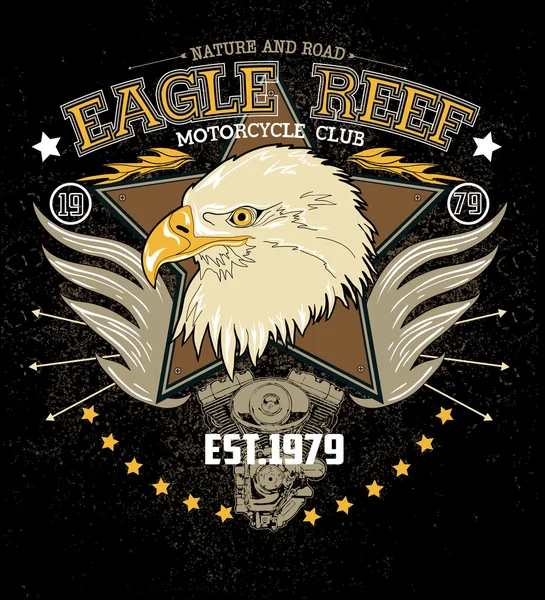 Emblema de carreras de motor con águila — Archivo Imágenes Vectoriales