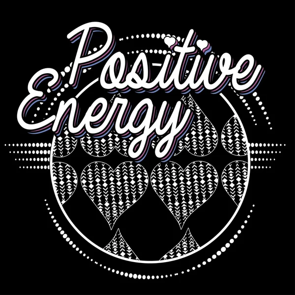 Signe énergétique positif avec des cœurs — Image vectorielle