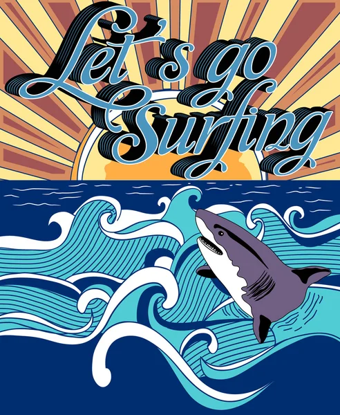 Handgemachte Illustration Zeichnung Hai — Stockvektor