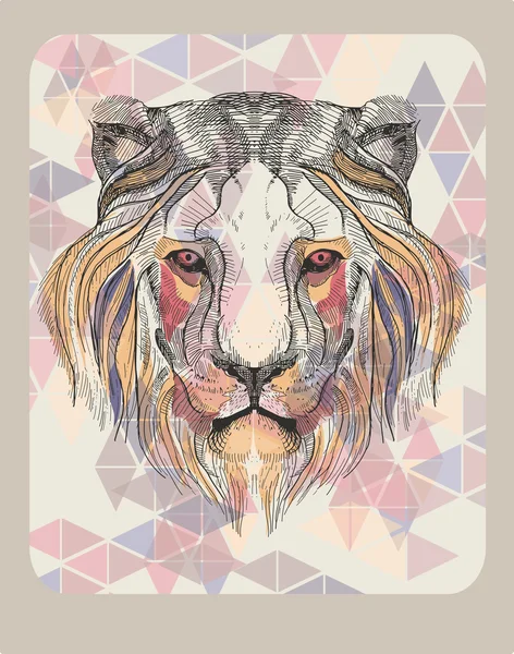 ビンテージ パターンを持つライオンの頭部 — ストックベクタ
