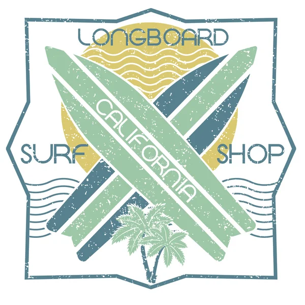 Etiqueta de la compañía de surf en diseño vintage moderno — Vector de stock