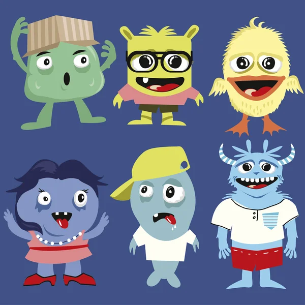 Verzameling van cute Cartoon-monsters — Stockvector