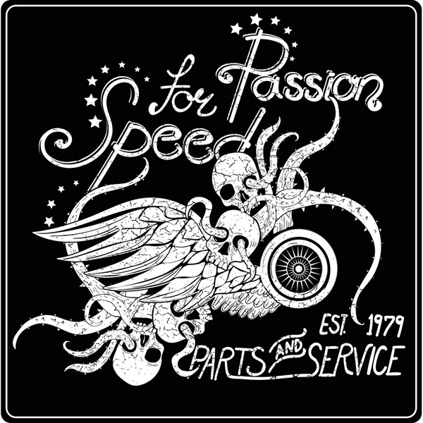 Passion pour la vitesse, Design Vintage — Image vectorielle