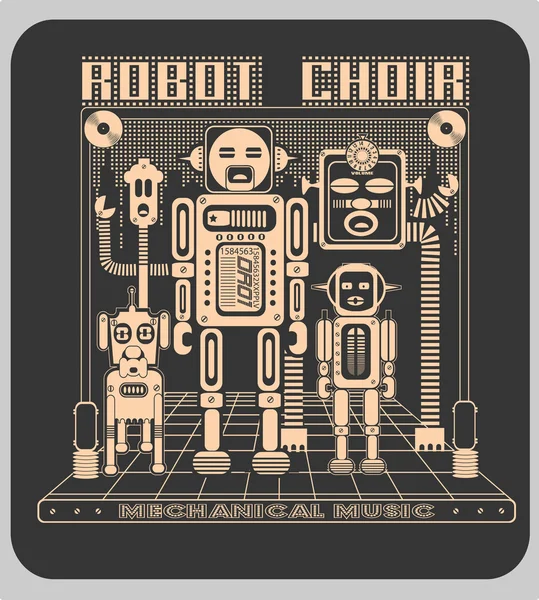 Iconos de robot en el diseño de la línea de bocetos — Archivo Imágenes Vectoriales