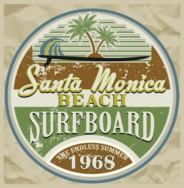 Tipografia Surf Santa Monica — Vettoriale Stock