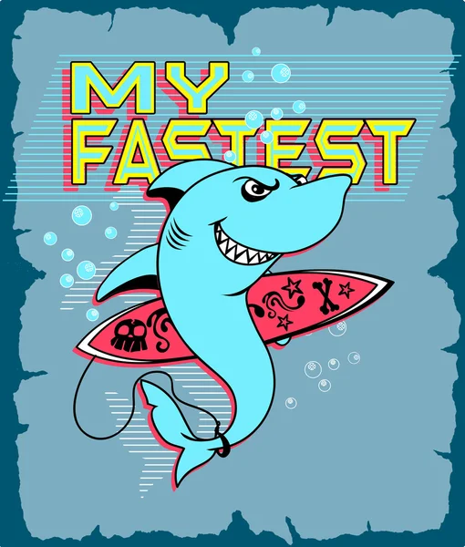 Cool requin dessin animé portant des nuances — Image vectorielle