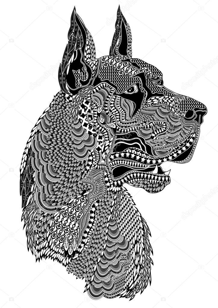 Highly detailed abstract dog illustration