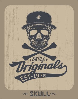 Vintage tarzı çerçevede kafatası