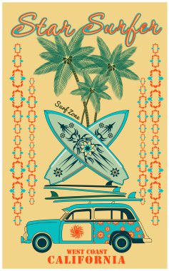 West Coast California poster vector