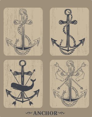 Heraldic set of ships anchor icons clipart