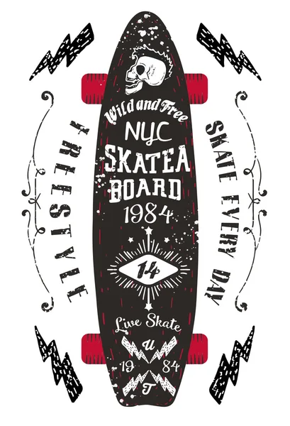 SKATEBOARD DI NYC IN VINTAGE STYLE . — Vettoriale Stock