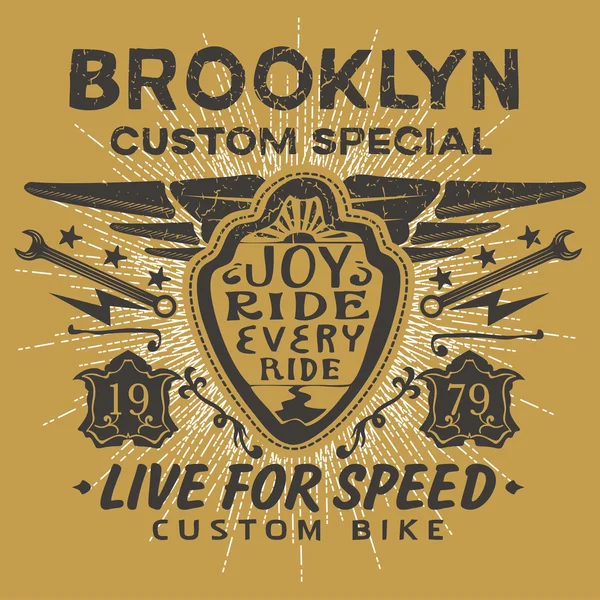 Brooklyn, özel özel tee grafiği — Stok Vektör