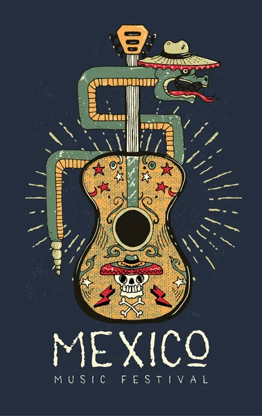 Poster Festival Musik Meksiko - Stok Vektor