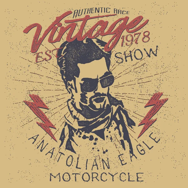 Cartel viejo motociclista — Vector de stock