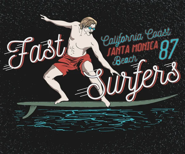 Ilustracja na temat surfing w Kalifornii — Wektor stockowy