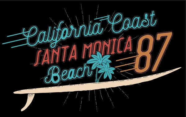 Illustratie van het thema van surfen in Californië — Stockvector