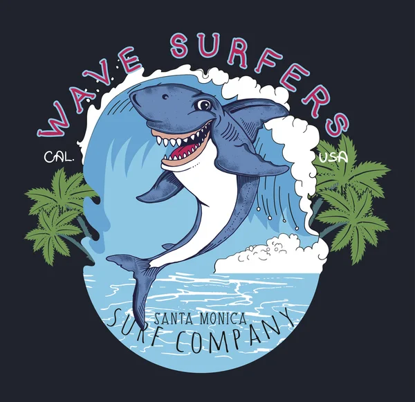 Cartel de Surf Shark — Vector de stock