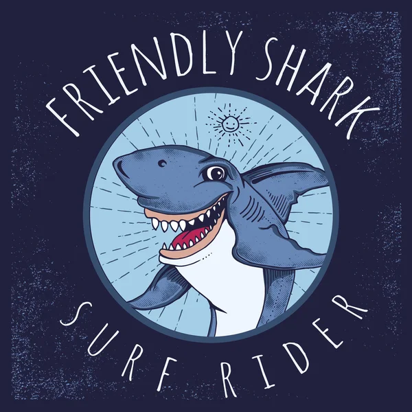 Surfing Shark poster — Stock Vector
