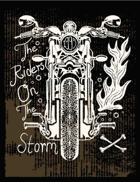 Ilustracja motocykl dla odzieży — Wektor stockowy