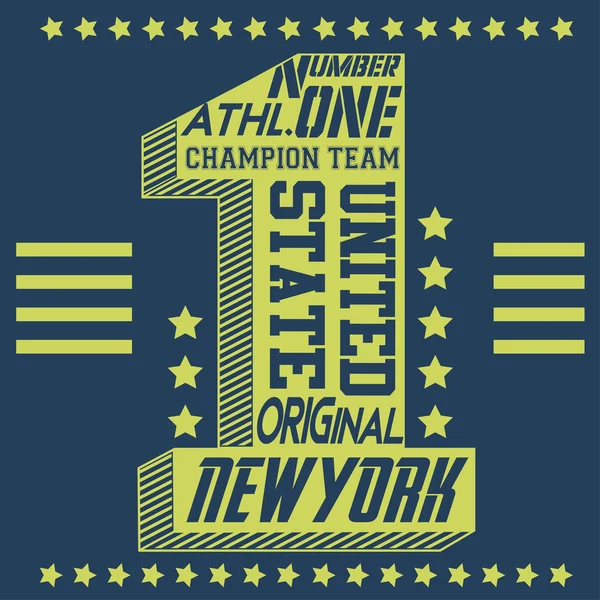 Atletický sportovní číslo 1 typografie — Stockový vektor
