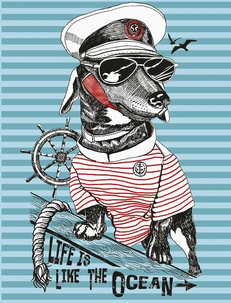 Ilustración de bulldog sailor — Archivo Imágenes Vectoriales