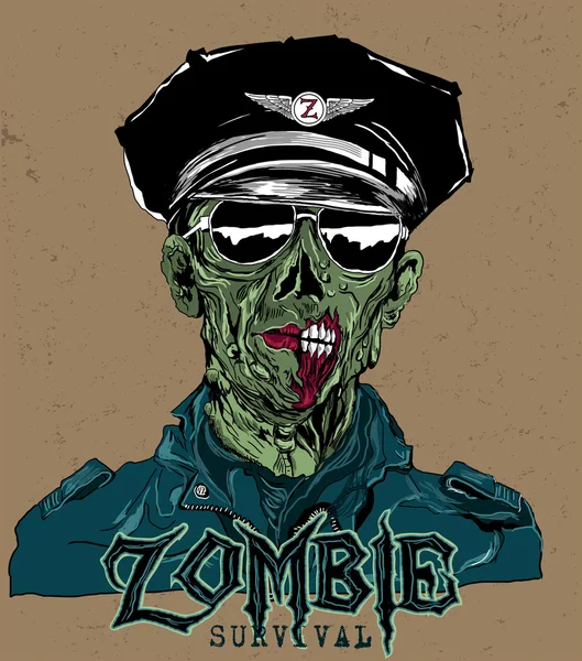 Cabeza de Zombie detallada — Vector de stock