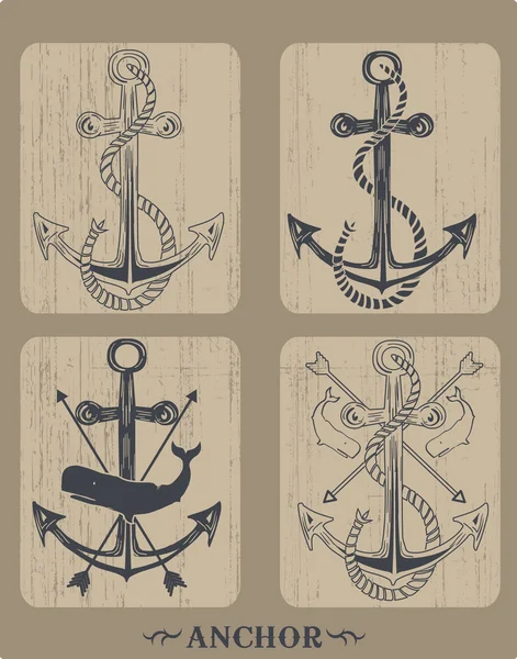 Heraldiska uppsättning fartyg ankra ikoner — Stock vektor