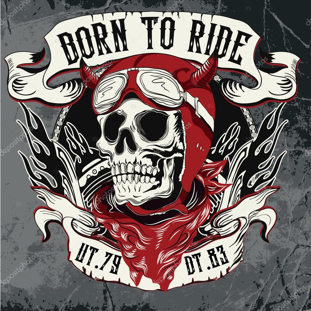 Vintage Biker Skull Emblem